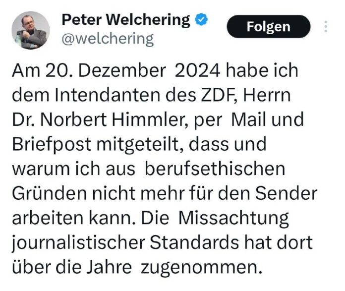  Hier geht es zum Brandbrief vom ehemaligen ZDF-Mitarbeiter Peter Welchering.Mei...