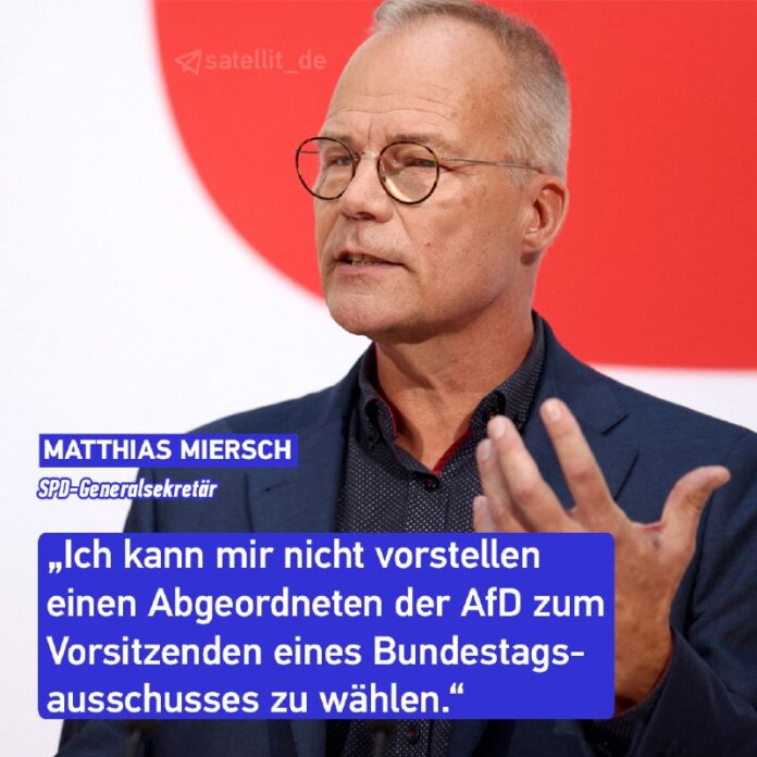 SPD fordert von Union Ablehnung von AfD-Kandidaten für AusschüsseSPD-Generalsekr… admin