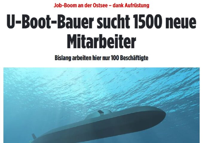U-Boot-Bauer sucht 1500 neue MitarbeiterViele deutsche Firmen bauen Stellen ab, ...