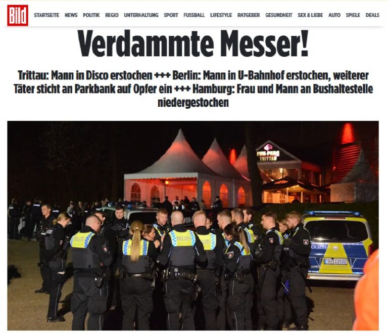 „Verdammte Messer!Trittau: Mann in Disco erstochenBerlin: Mann in U-Bahnhof erst...