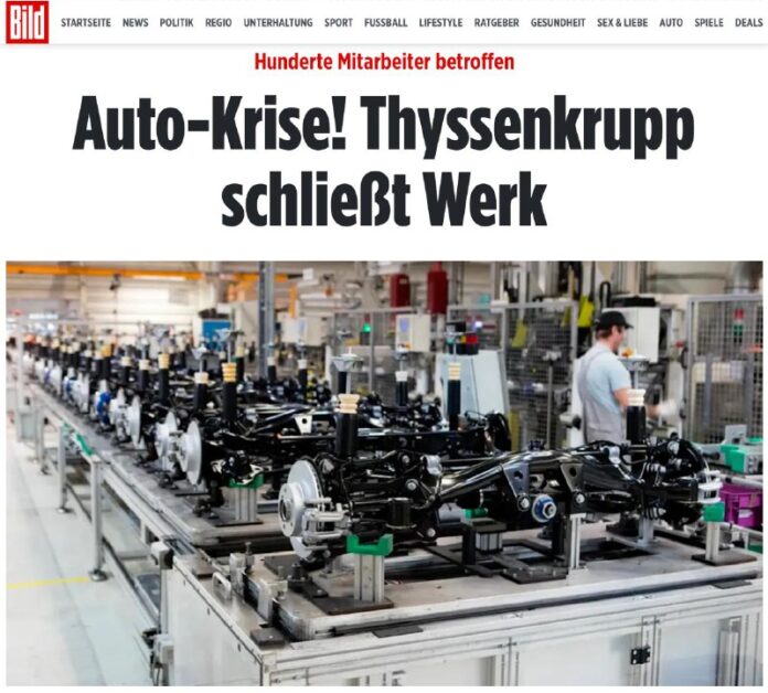 Der deutsche Konzern ThyssenKrupp schließt das Werk zur Produktion von Autoteile...