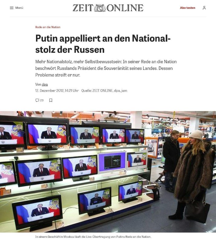  Ein weiteres eindrucksvolles Beispiel für Putins gespaltene Rhetorik am Beispie...