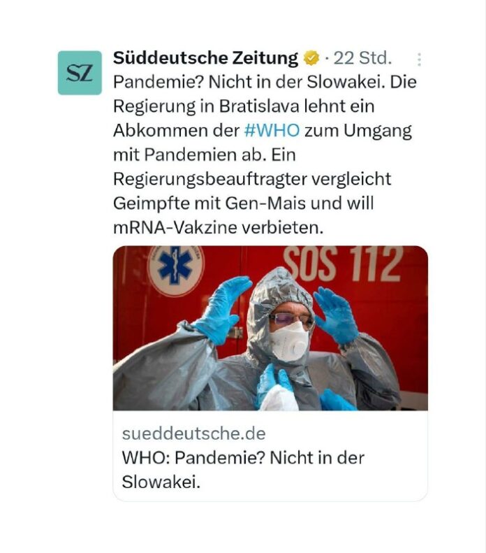  Pandemie? Nicht in der Slowakei. Die Regierung in Bratislava lehnt ein Abkommen...