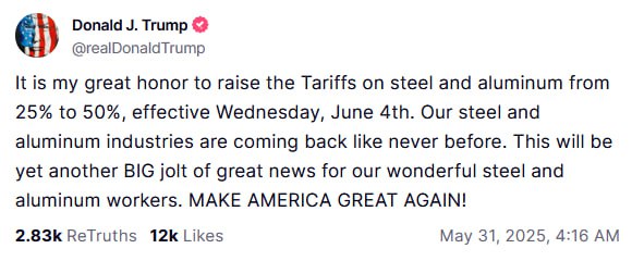 Trump will Zölle auf Stahl und Aluminium verdoppelnUS-Präsident #Trump will admin