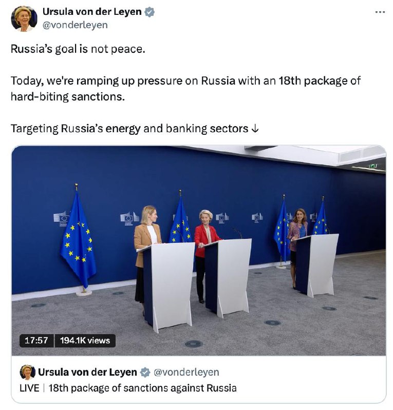 Die Europäische Kommission hat ihren Vorschlag für das 18. Sanktionspaket gegen ...