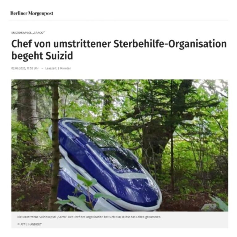  Schweiz: Chef von Sterbehilfeorganisation begeht SuizidDer Fall sorgte für Aufs...
